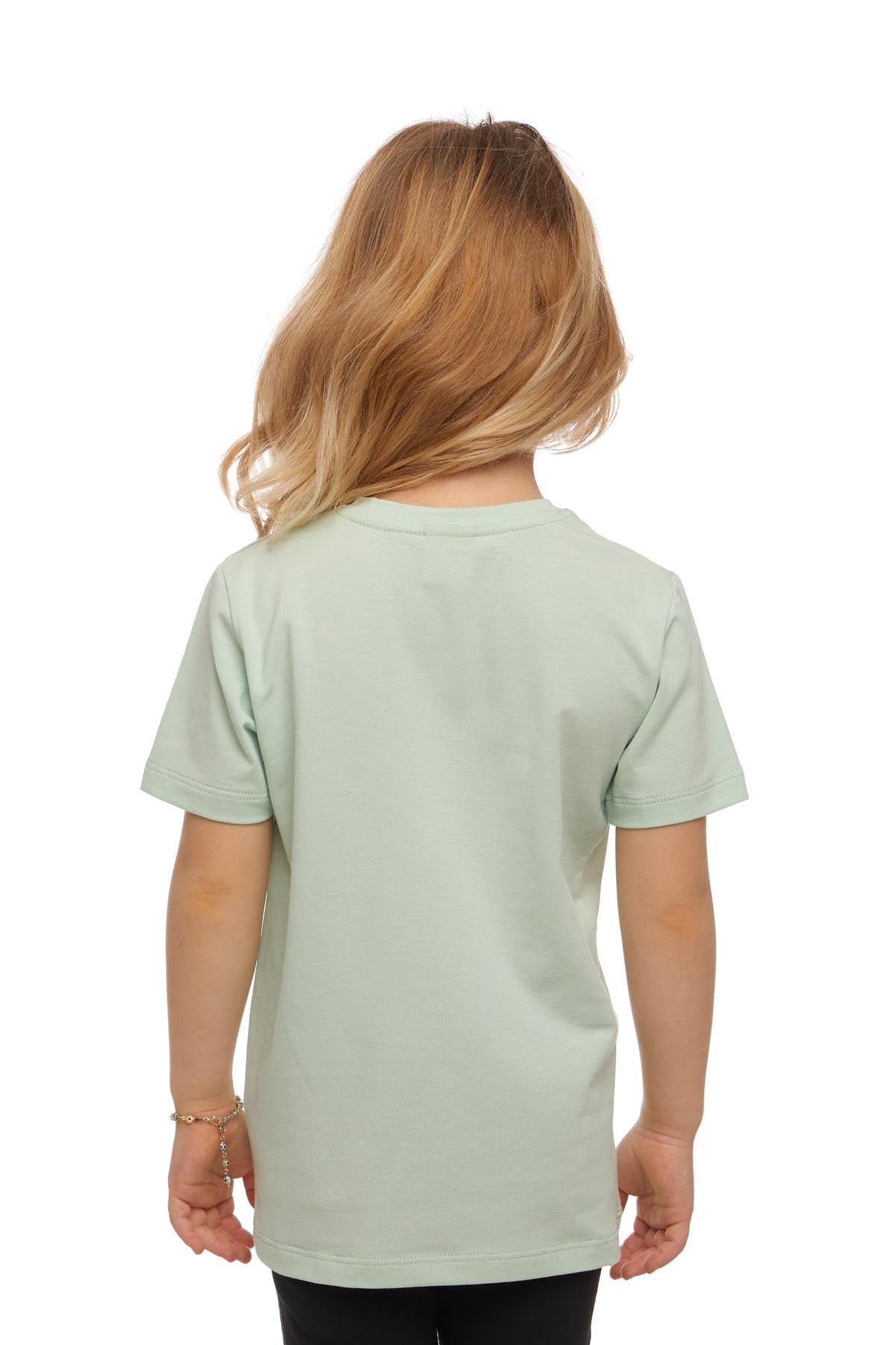 Basic Unisex Kids Crew Neck Short Sleeve T-Shirt (SPRAY GREEN)