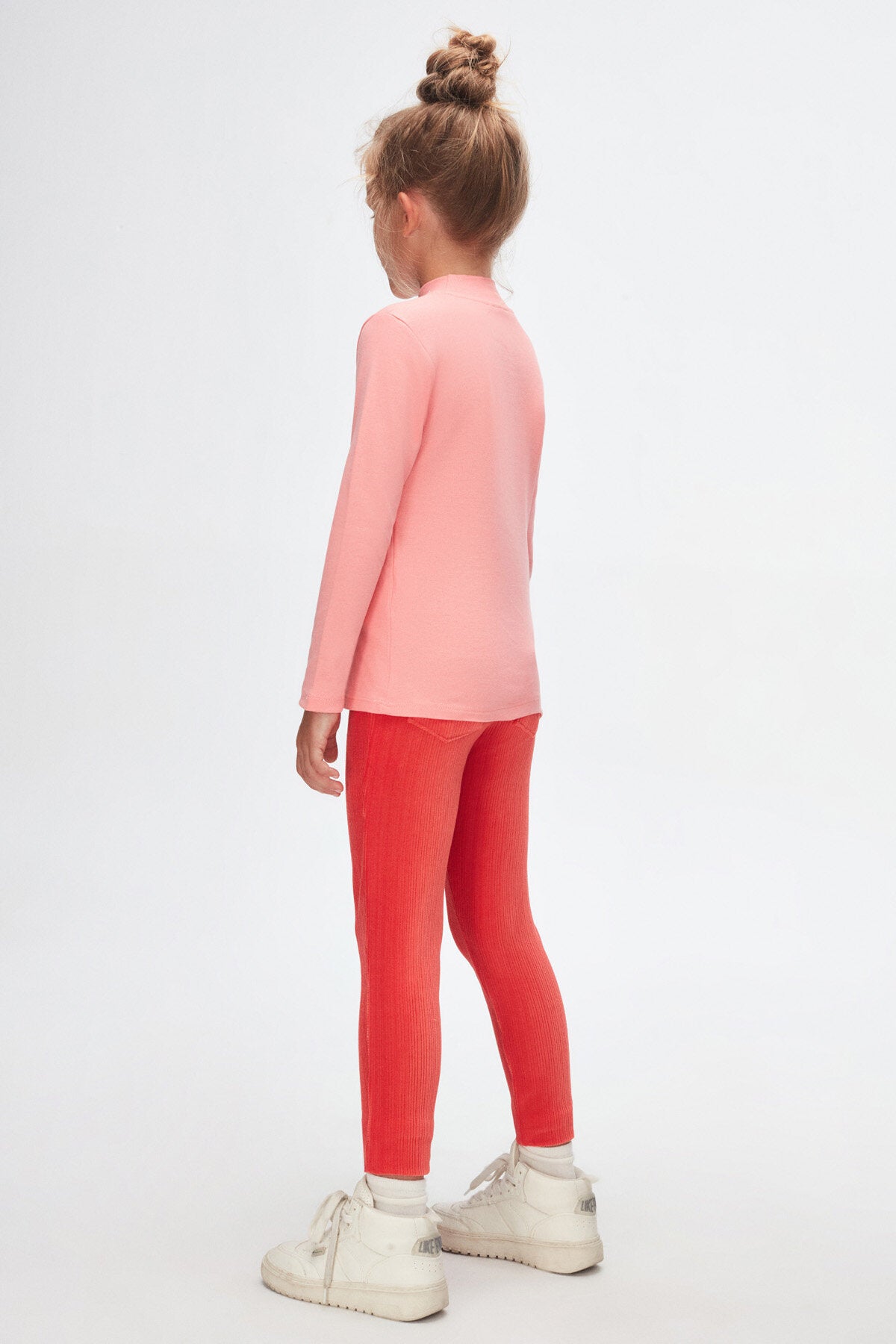 Girls' Basic Winter Mock Neck Long Sleeve T-Shirt (FLAMINGO PINK)