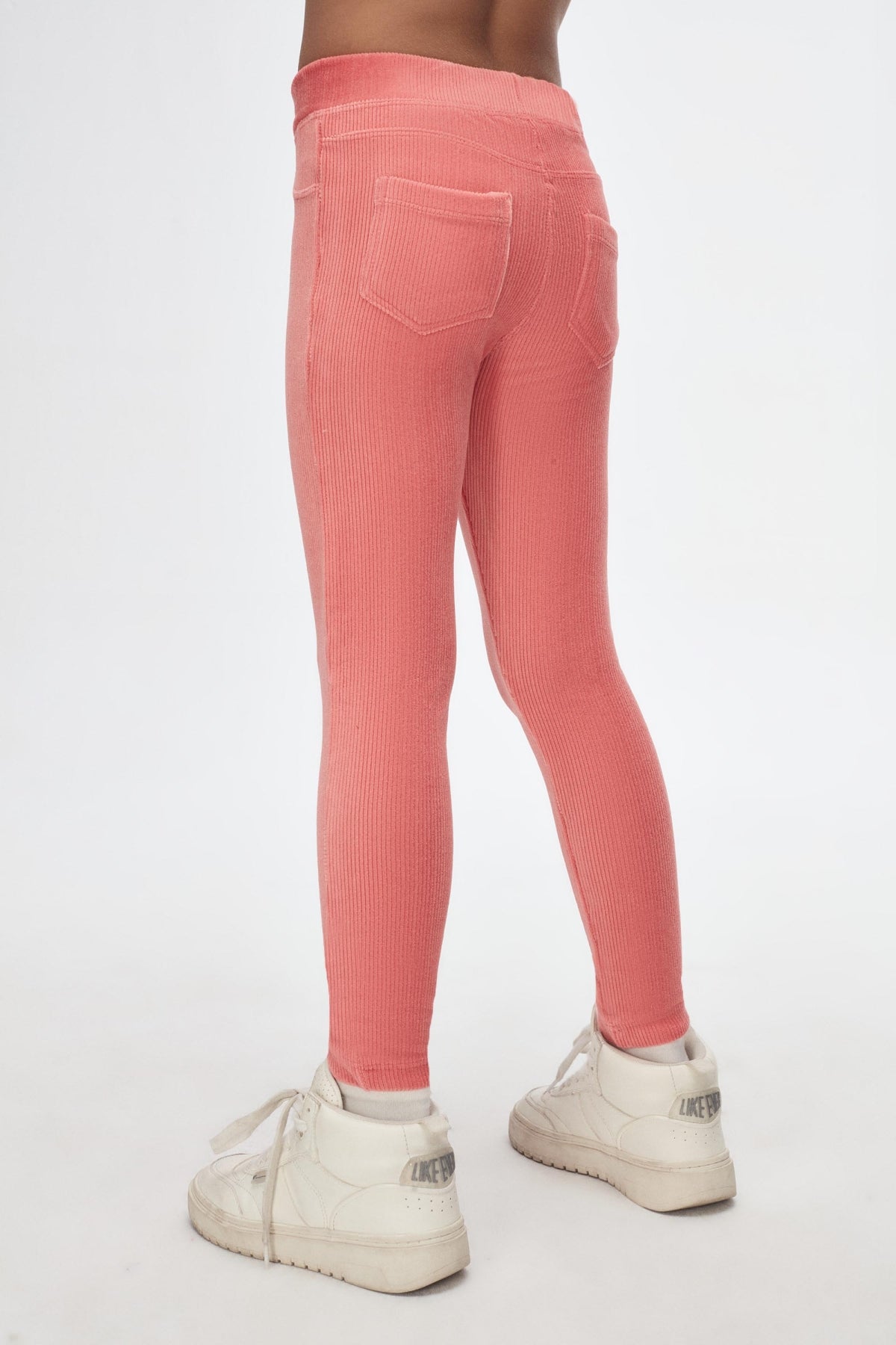 Girls' Ribbed Corduroy Leggings with Pockets (FLAMINGO PINK)
