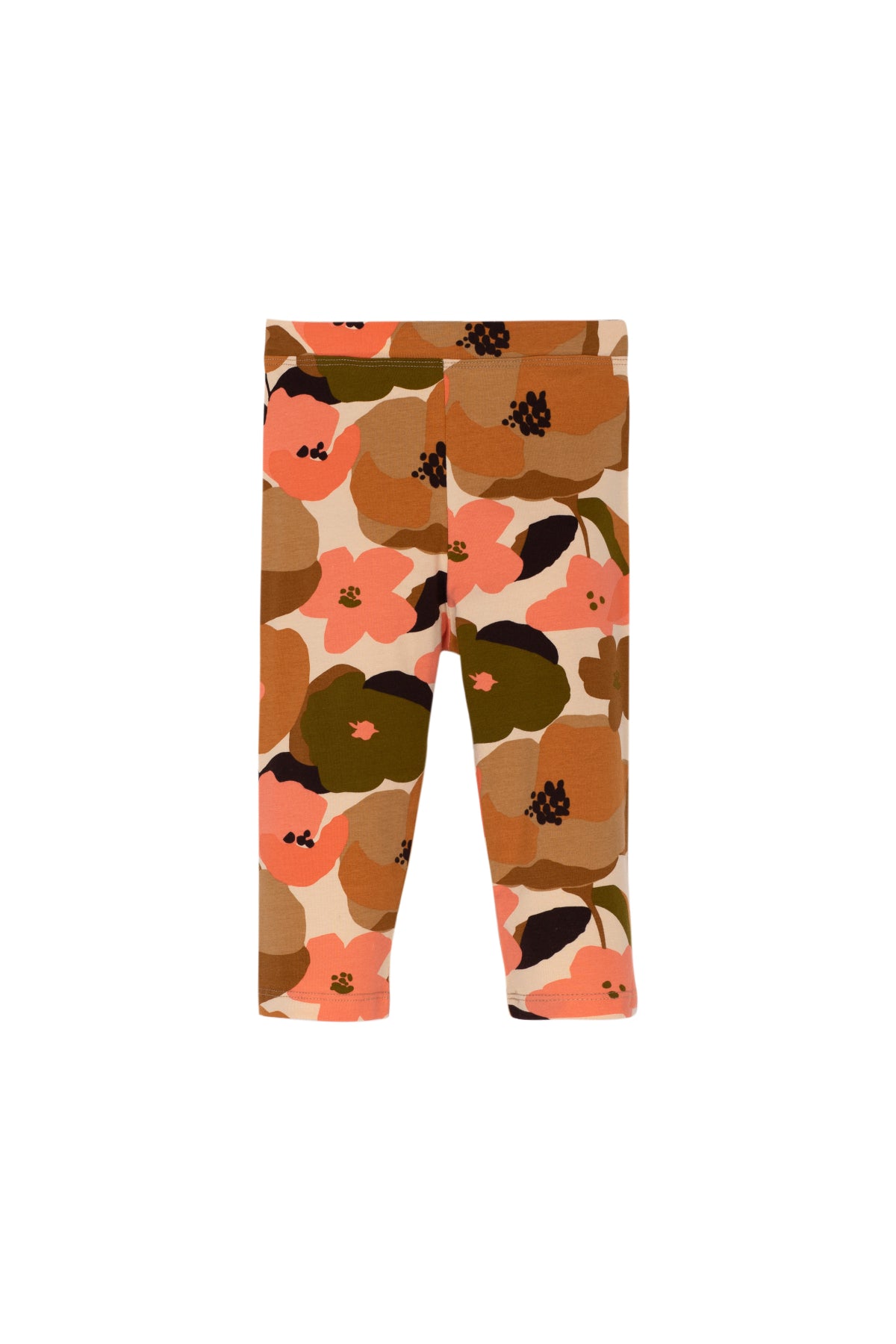 Girls' Retro Flowers Patterned Capri Leggings (FLAMINGO PINK)