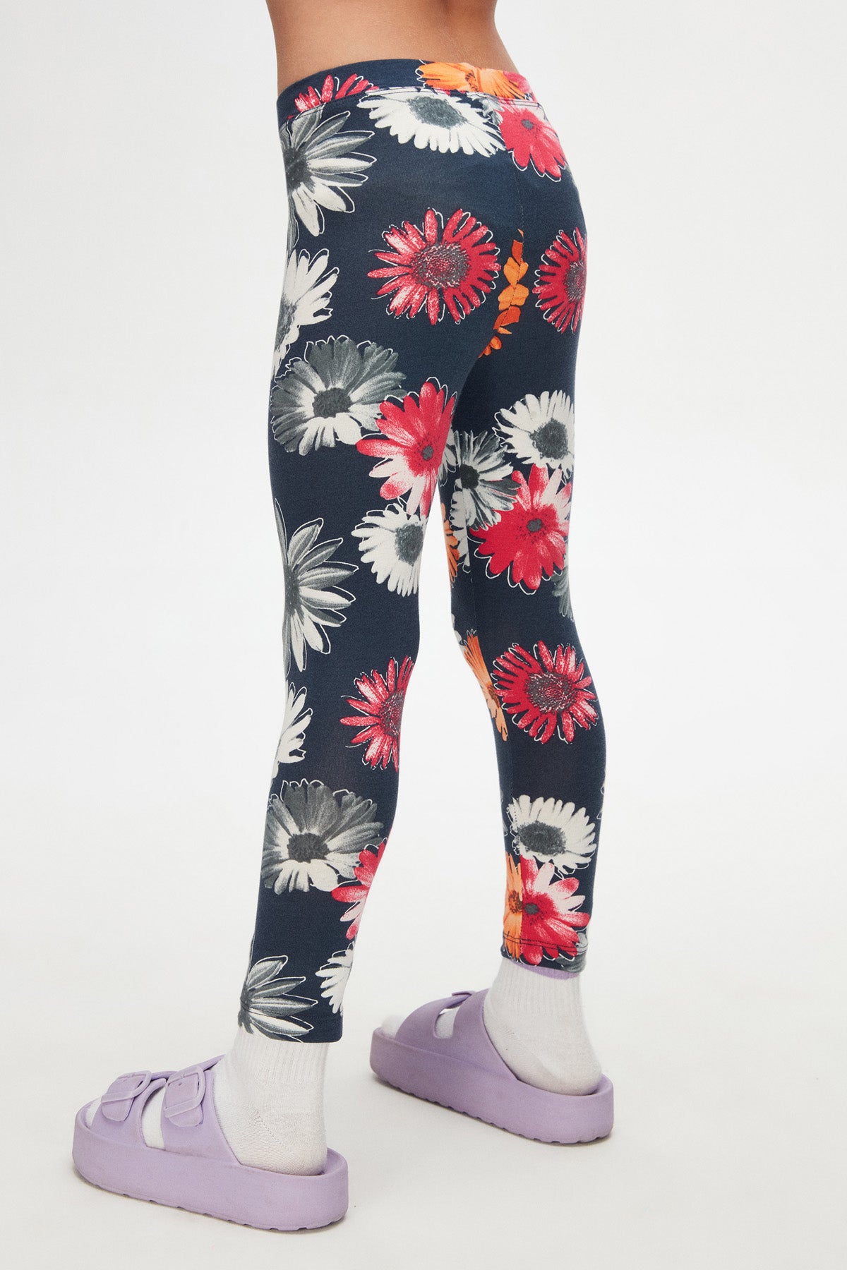 Girls' Stylized Sunflower Patterned Summer Leggings_sizechart