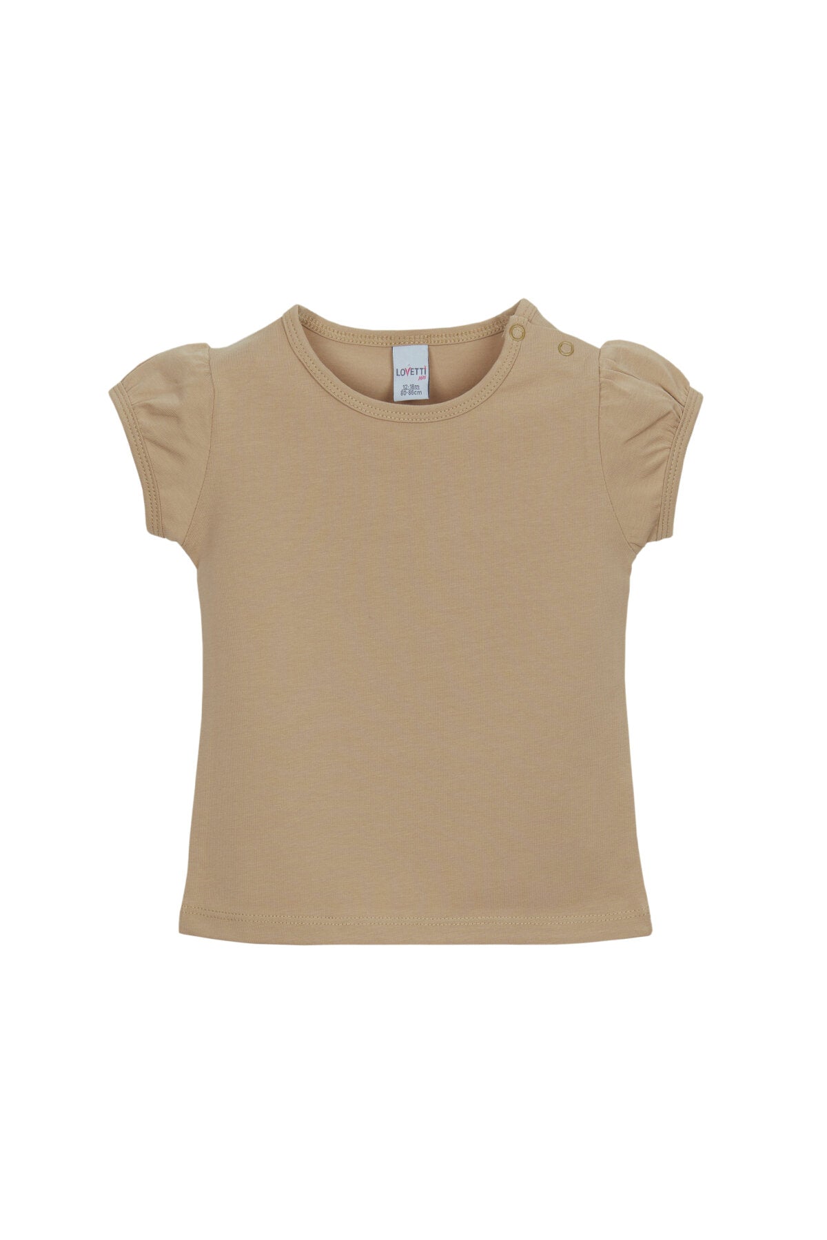 Baby Girl Basic Puff Sleeve Snap-Button T-Shirt (FRAPPE)