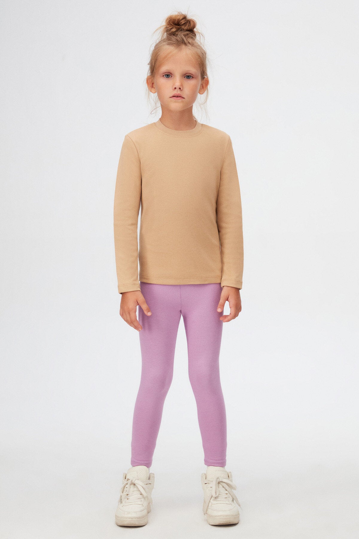 Girls' Basic Winter Crew Neck Long Sleeve T-Shirt (FRAPPE)