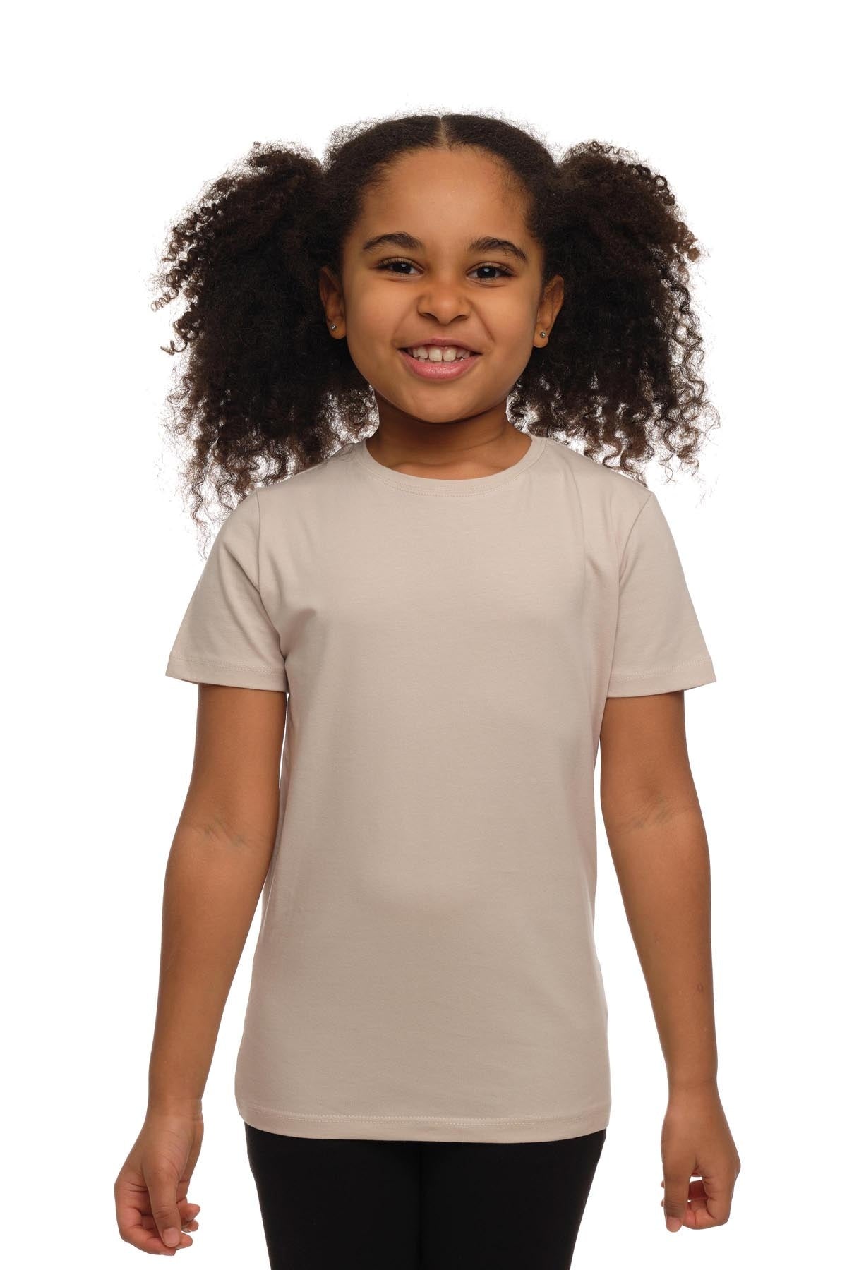 Basic Unisex Kids Crew Neck Short Sleeve T-Shirt (BIRCH)