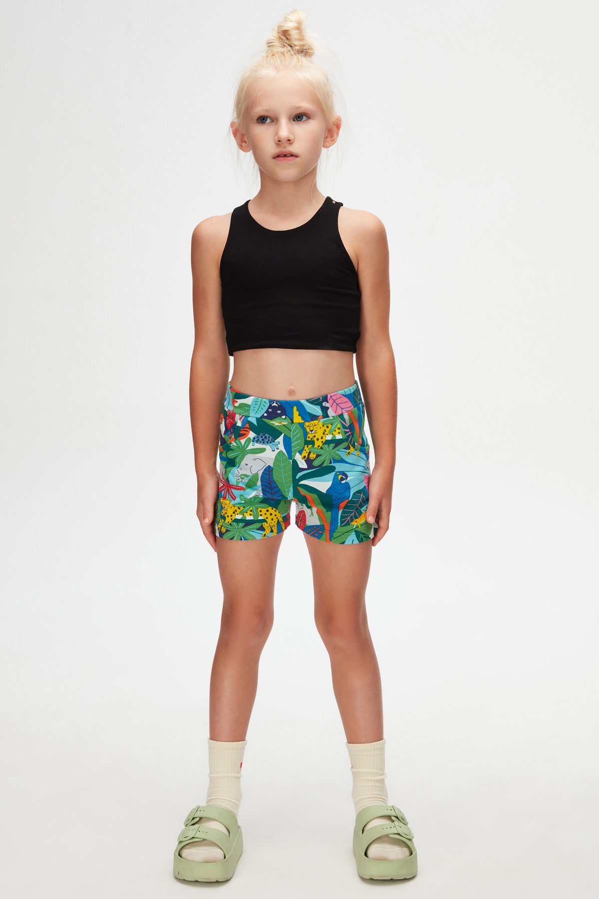 Tropical Zoo Girls' Patterned Pocket Shorts