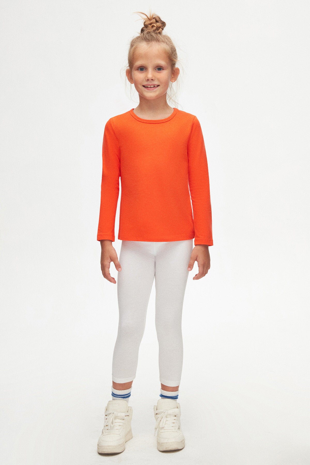 Girls' Basic Seasonal Stretch Long Sleeve T-Shirt (CORAL)