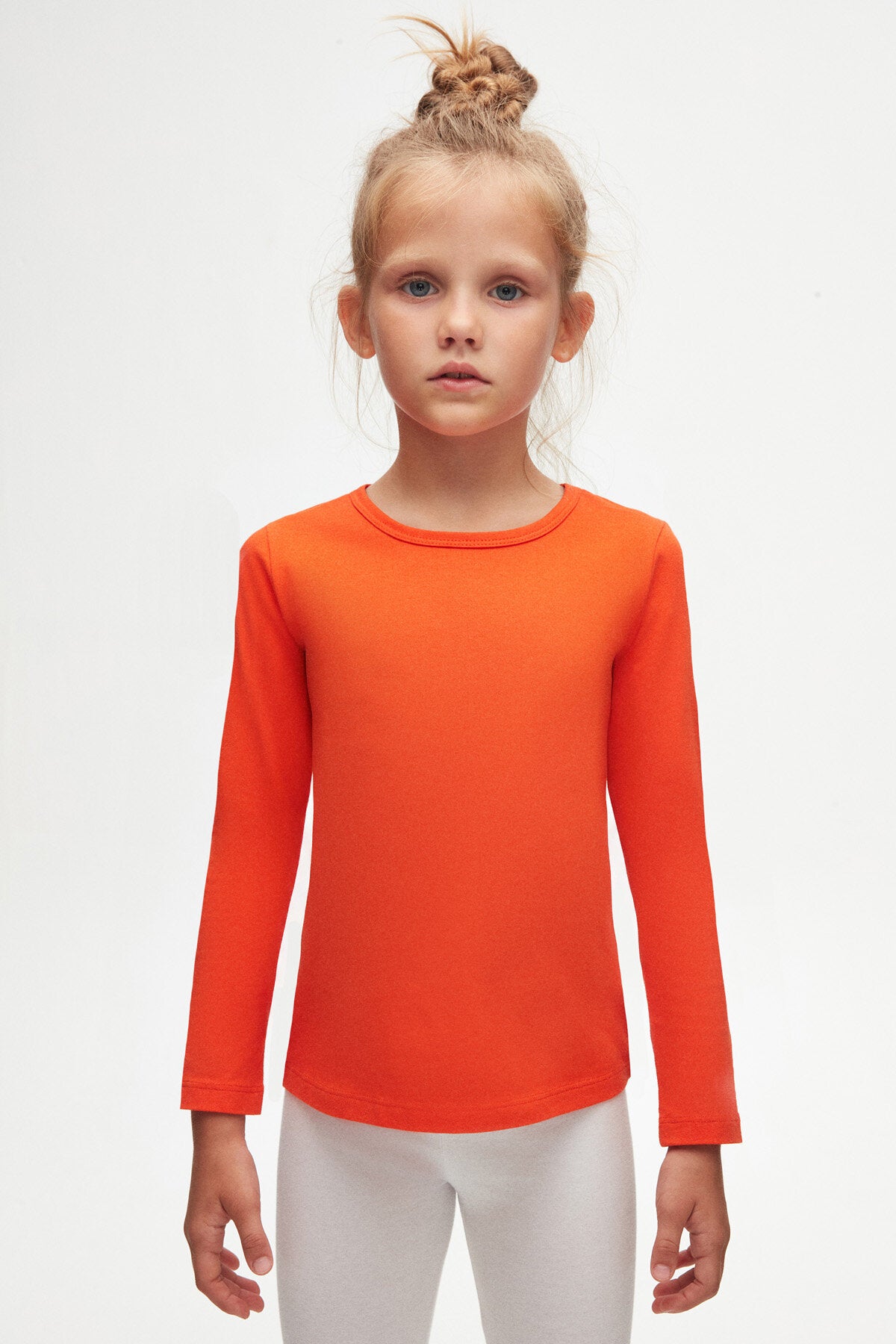 Girls' Basic Seasonal Stretch Long Sleeve T-Shirt (CORAL)