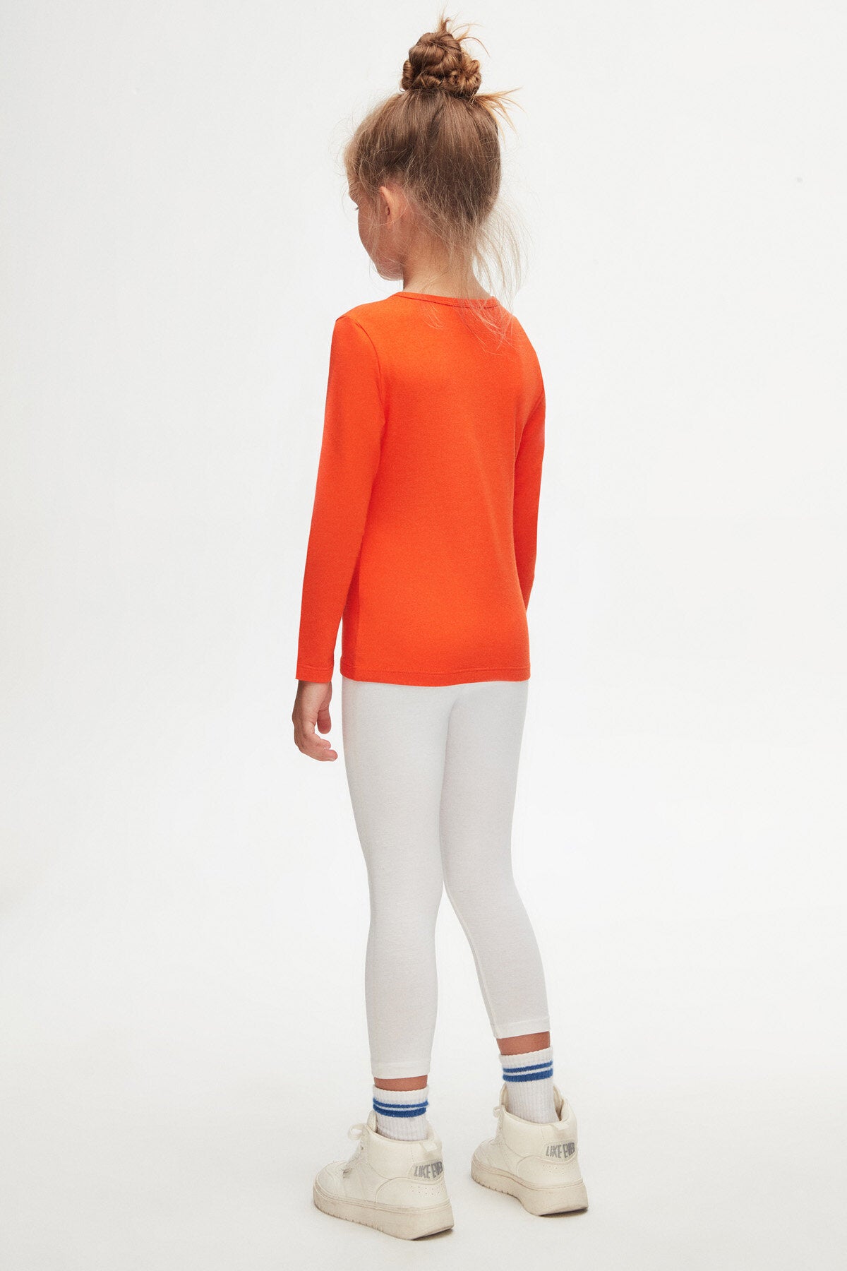 Girls' Basic Seasonal Stretch Long Sleeve T-Shirt (CORAL)
