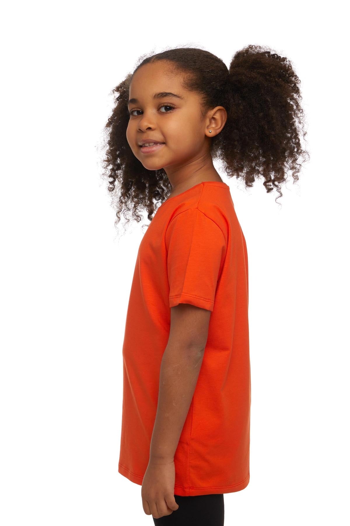 Basic Unisex Kids Crew Neck Short Sleeve T-Shirt (CORAL)