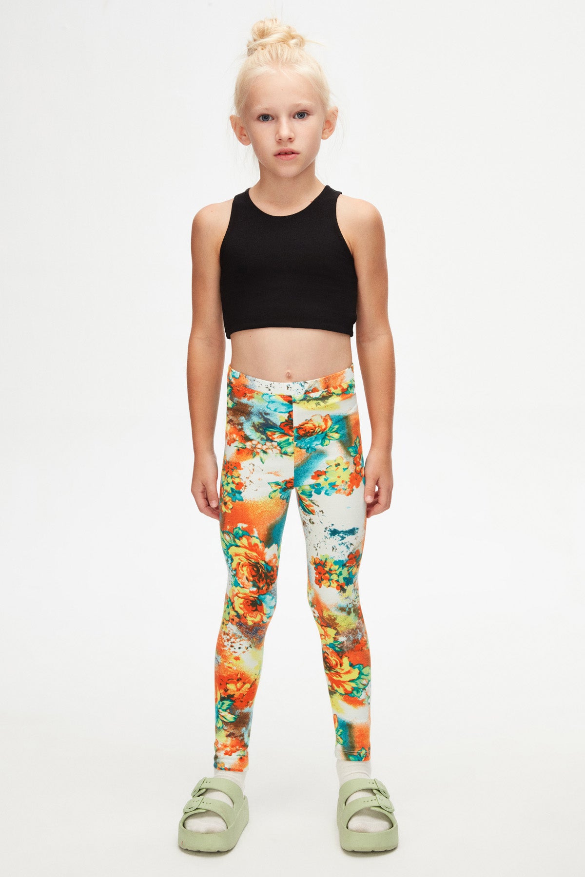 Girls' Floral Patterned Winter Leggings