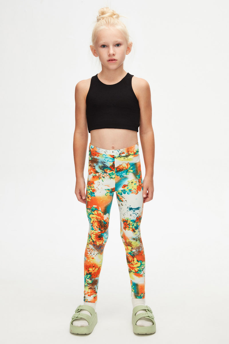 Girls' Floral Patterned Winter Leggings