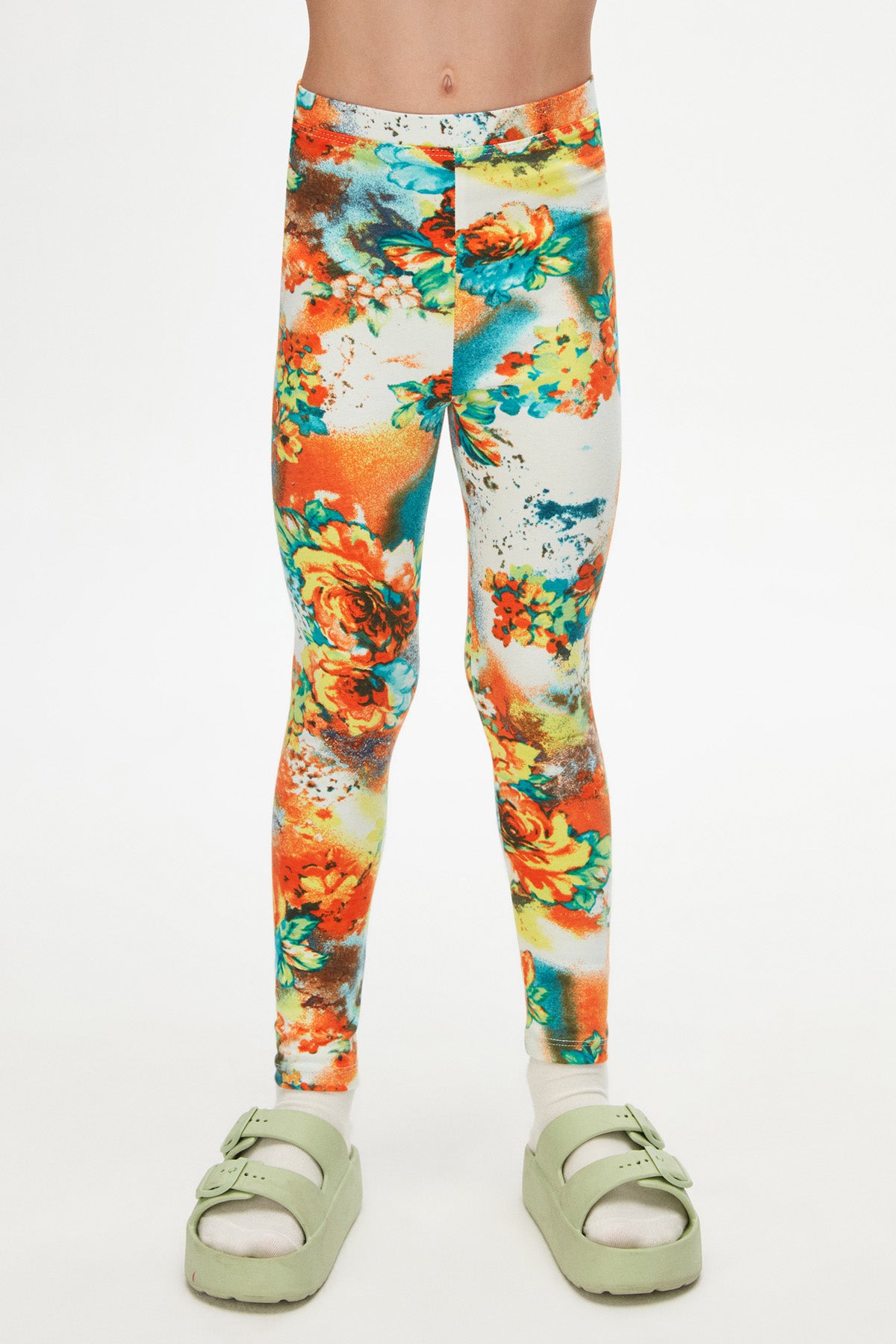 Girls' Floral Patterned Winter Leggings