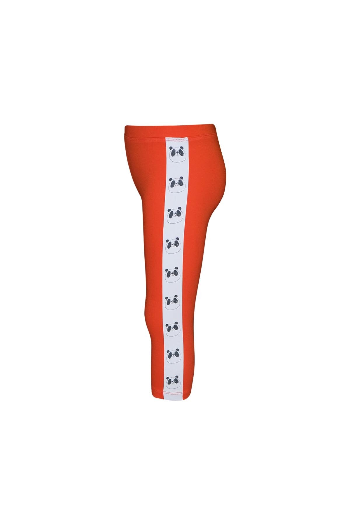 Girls' Fleece-Lined Panda Side Print Leggings (CORAL)