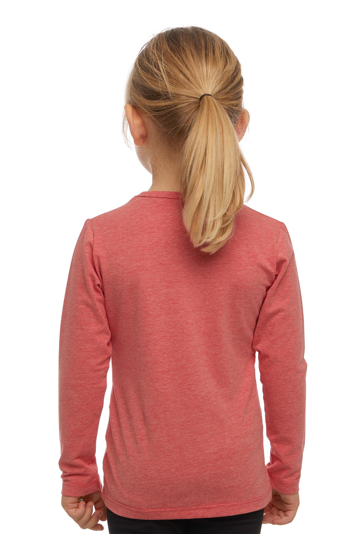 Girls' Basic Seasonal Stretch Long Sleeve T-Shirt (CORAL MELANGE)