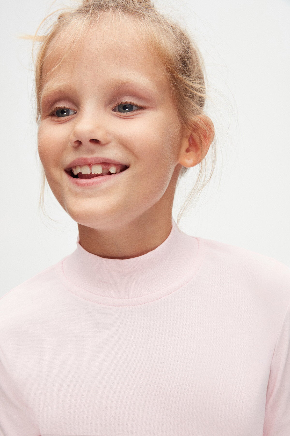 Girls' Basic Winter Mock Neck Long Sleeve T-Shirt (BRIGHT PINK)