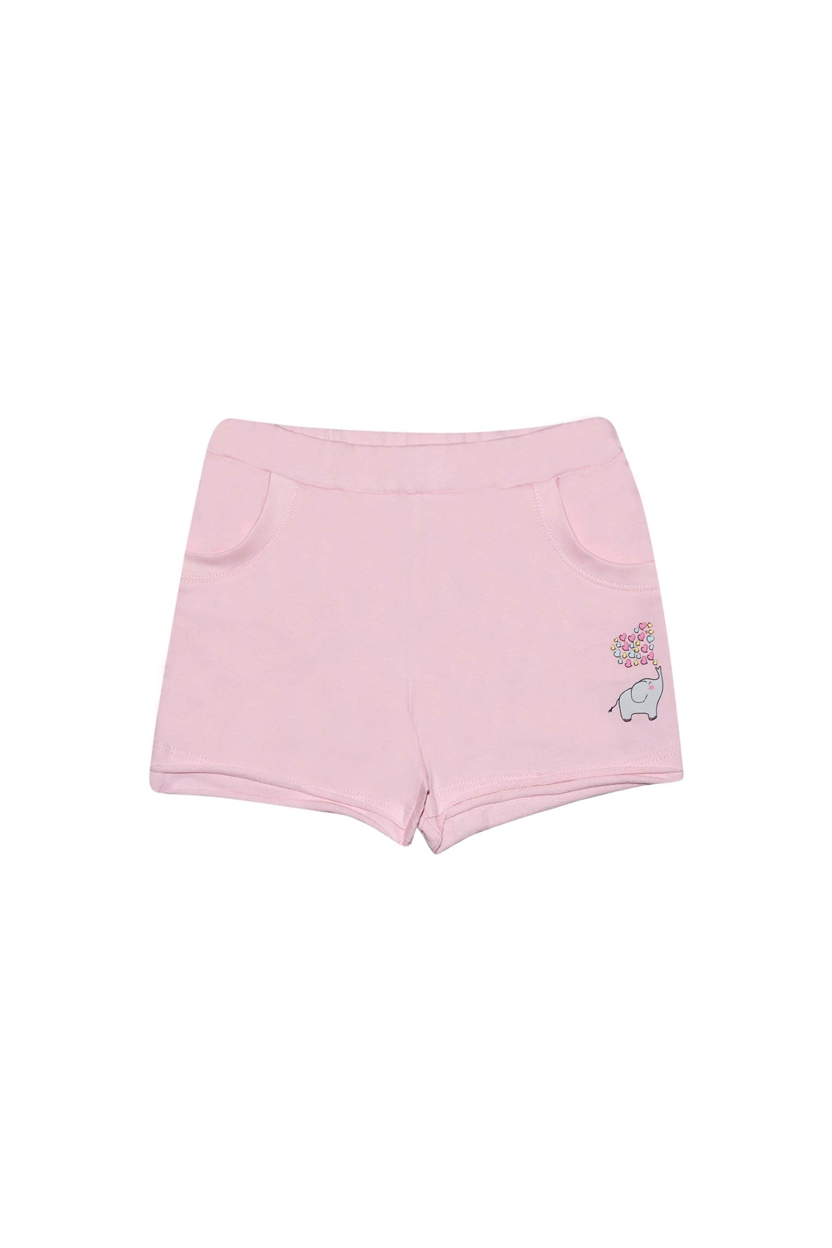Girls' Elephant Print French Terry Shorts with Pockets (BRIGHT PINK)