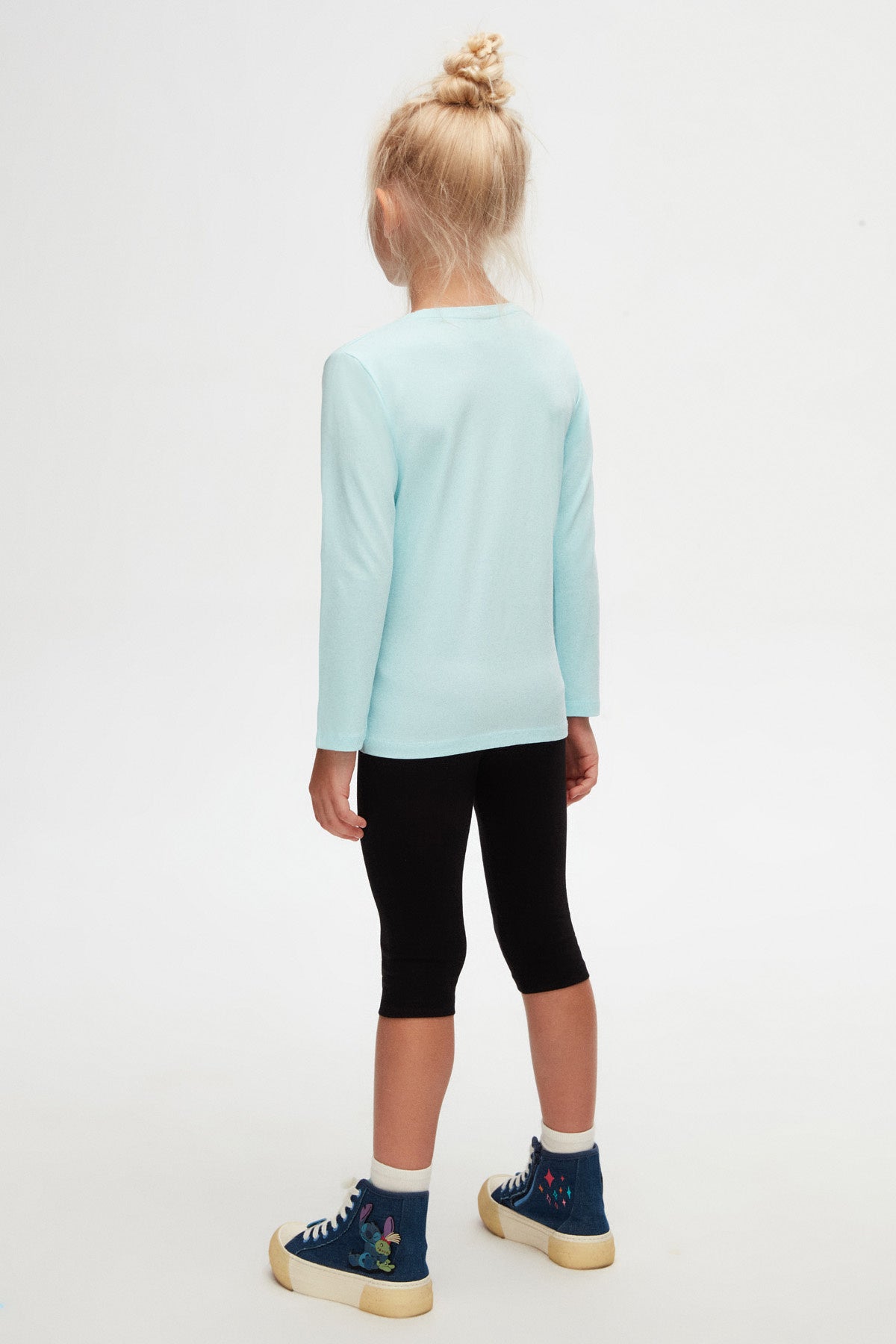 Basic Unisex Kids Seasonal Crew Neck Long Sleeve T-Shirt (BRIGHT TURQUOISE)