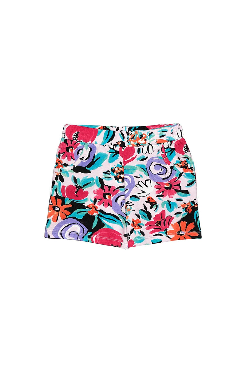 Vintage Flowers Girls' Patterned Pocket Shorts