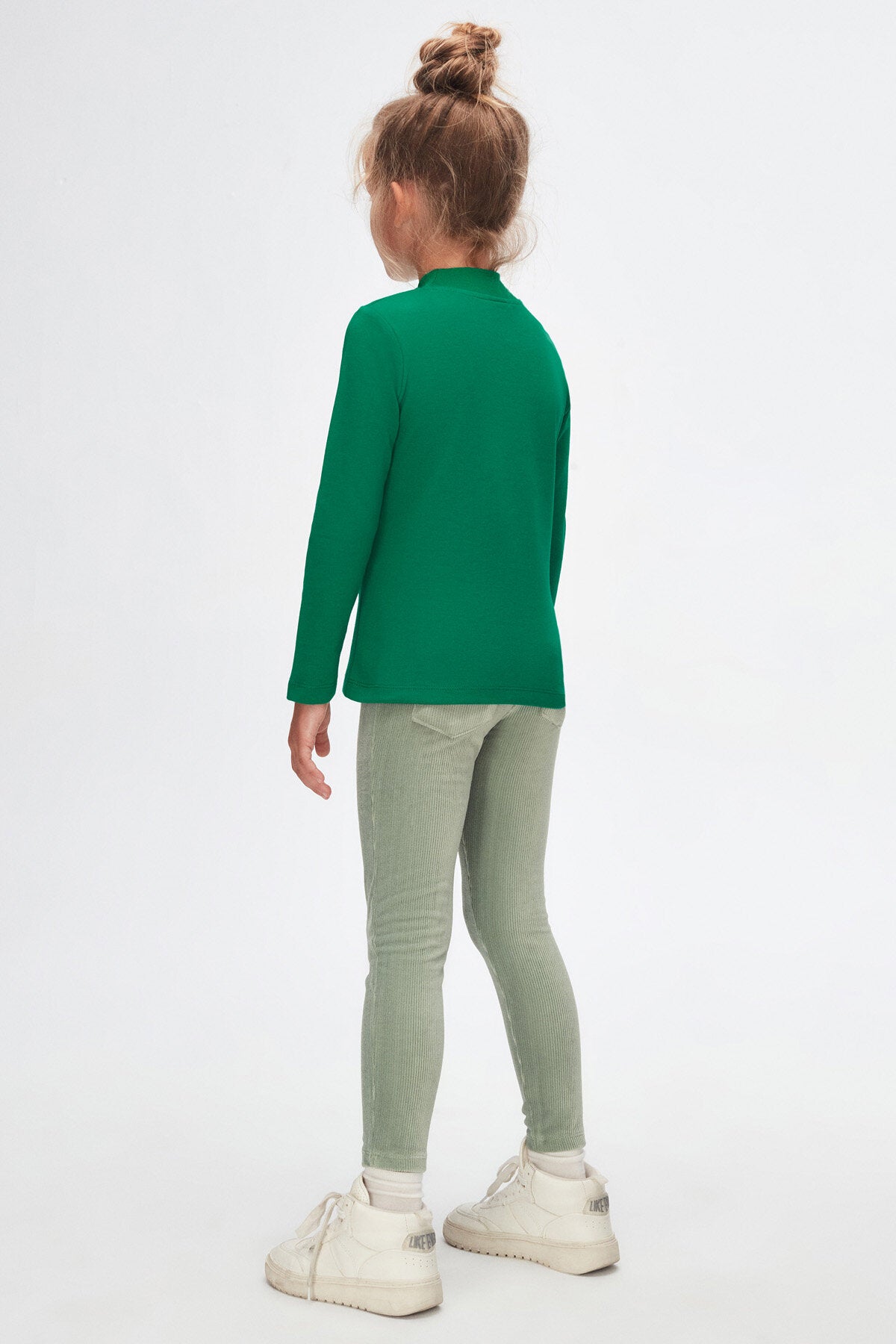 Girls' Basic Winter Mock Neck Long Sleeve T-Shirt (GOLF GREEN)