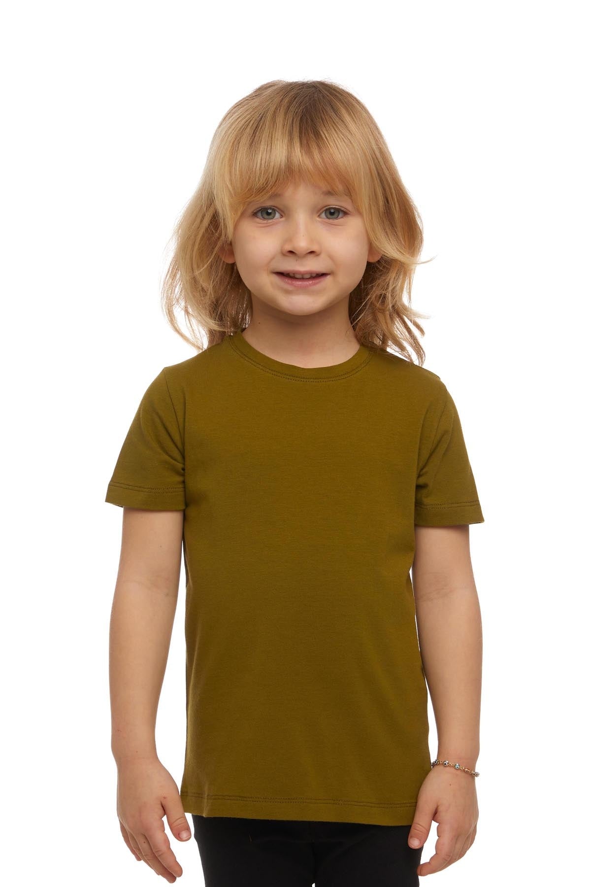 Basic Unisex Kids Crew Neck Short Sleeve T-Shirt (NUTRIA)