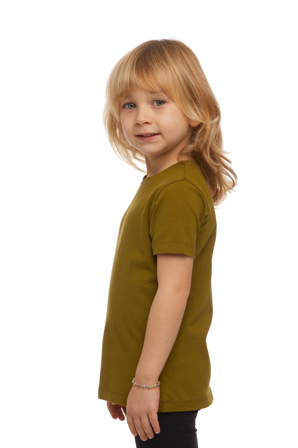 Basic Unisex Kids Crew Neck Short Sleeve T-Shirt (NUTRIA)